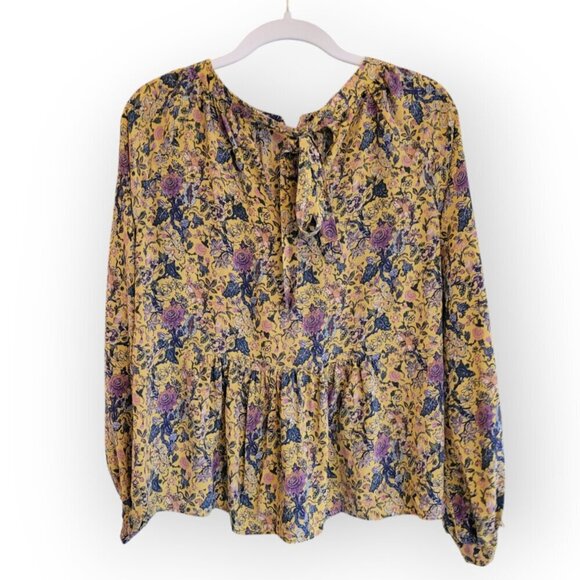 Madewell x Karen Walker yellow floral 100% silk Gennaker fairyblouse EUC size M - Picture 4 of 11